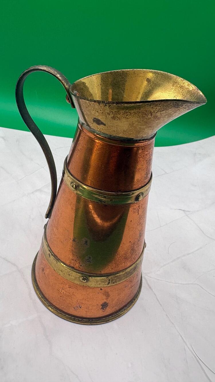 Vintage English Copper Brass Pitcher Jug Made in England Farmhouse Decor 5.5"